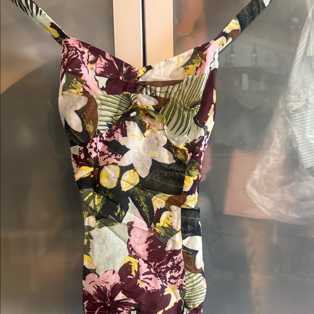 CAbi Floral Tank Top in Maroon, Pink, Yellow and Green